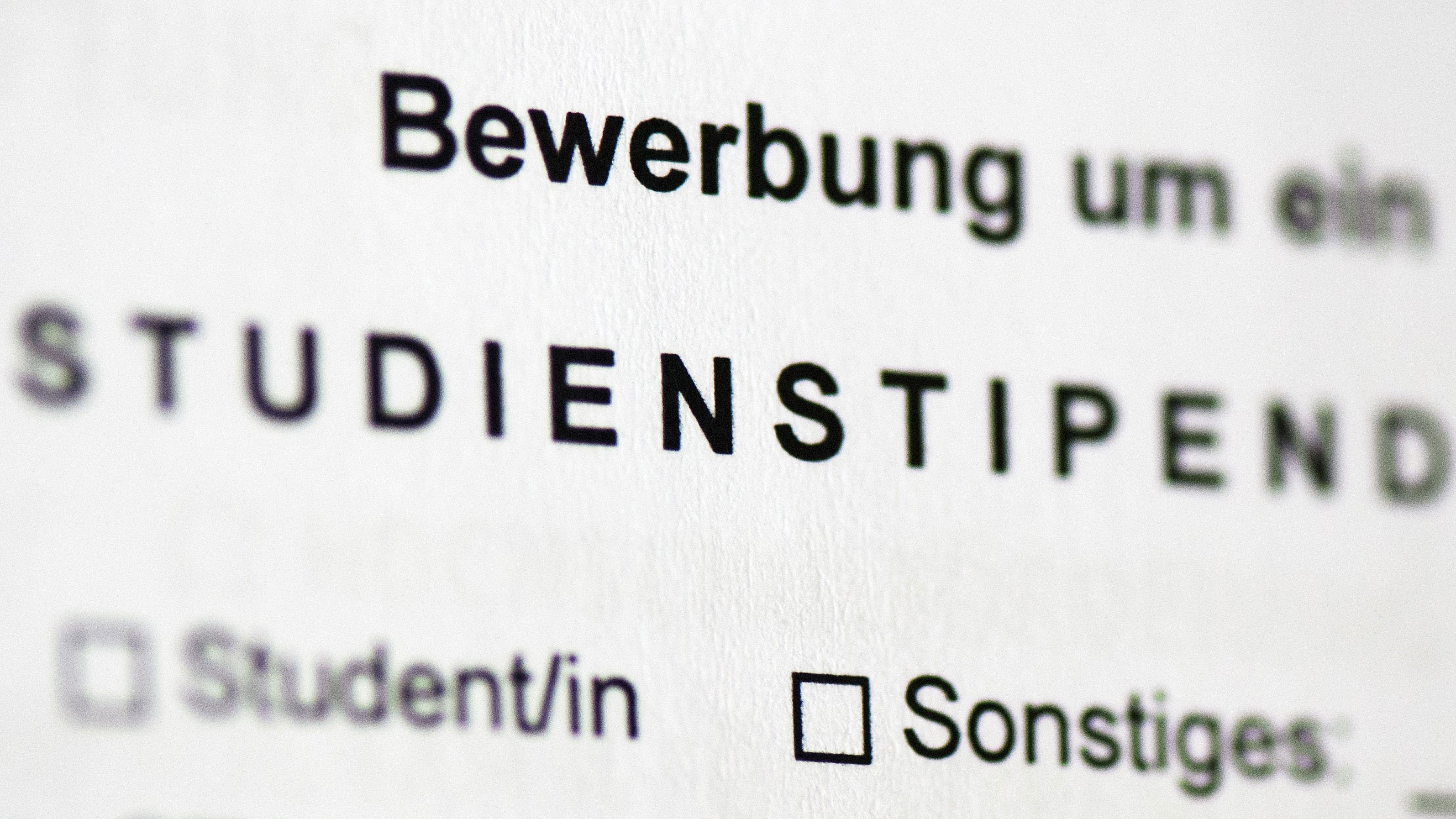 Der Antrag für ein Stipendium.