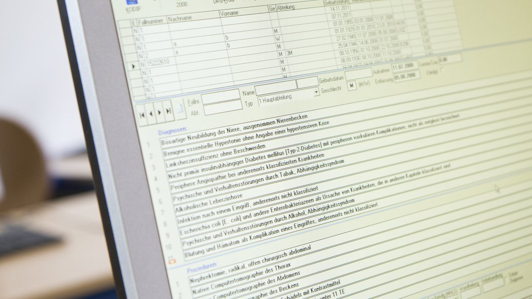 Eine Teilansicht eines Computermonitors mit geöffneter Software und deren Eingabemaske.