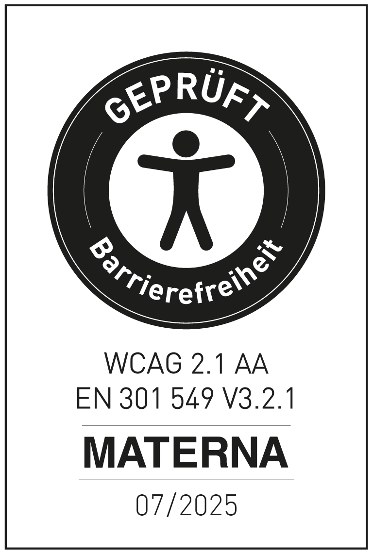 Siegel der Materna: Barrierefreiheit geprüft 07/2025