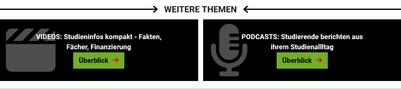 Screenshot des Teils Videos und Podcasts auf der Startseite von studienwahl.de